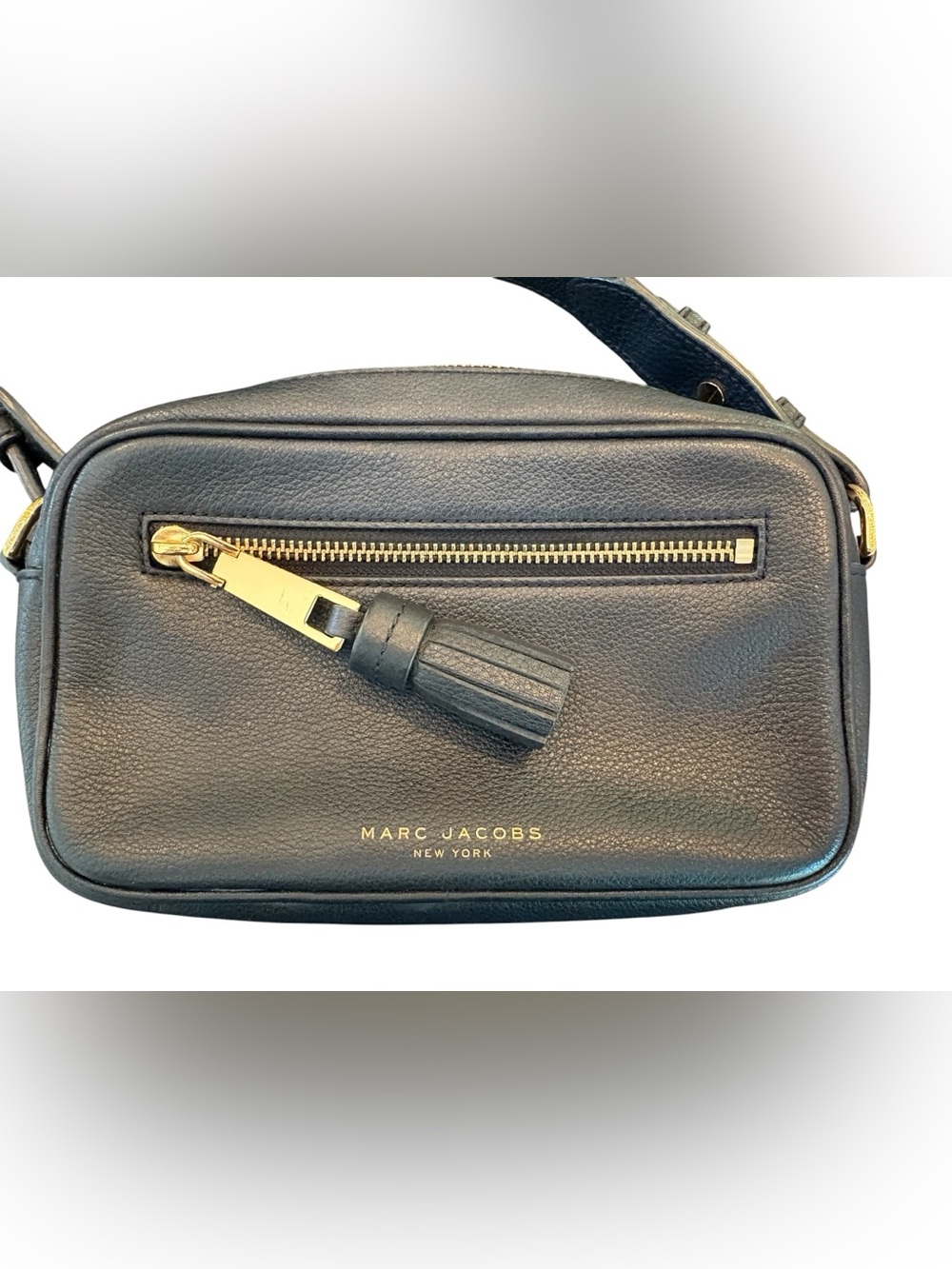 Marc Jacobs Black Leather Zoom Crossbody Bag Black